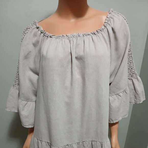 Terzo Millennio Linen Tiered Dress Extra Large Size 0X Made in Italy Lace Accent - Picture 9 of 14